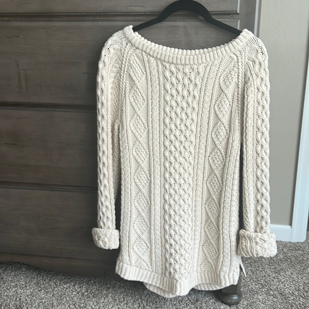 LL BEAN Fisherman Tunic Sweater women’s xxs beige